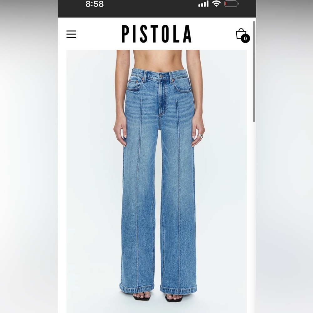 Pistola Light Blue High Rise Wide Leg Jeans